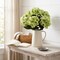 Green Hydrangea Flower Bush - 7 Bloom Heads, Lifelike Silk Flowers, Perfect for Bouquets, Centerpieces & Home Décor - Spring & Wedding Accents, Floral Home by Artificial Flowers